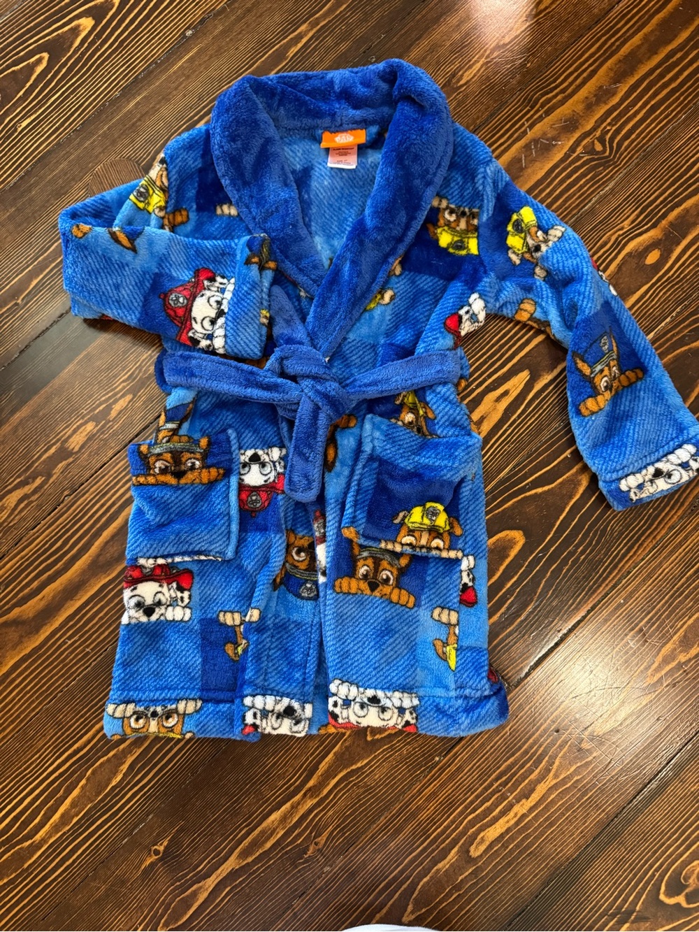 Nickelodeon Paw Patrol Plush Blue Kids Robe with Character Print